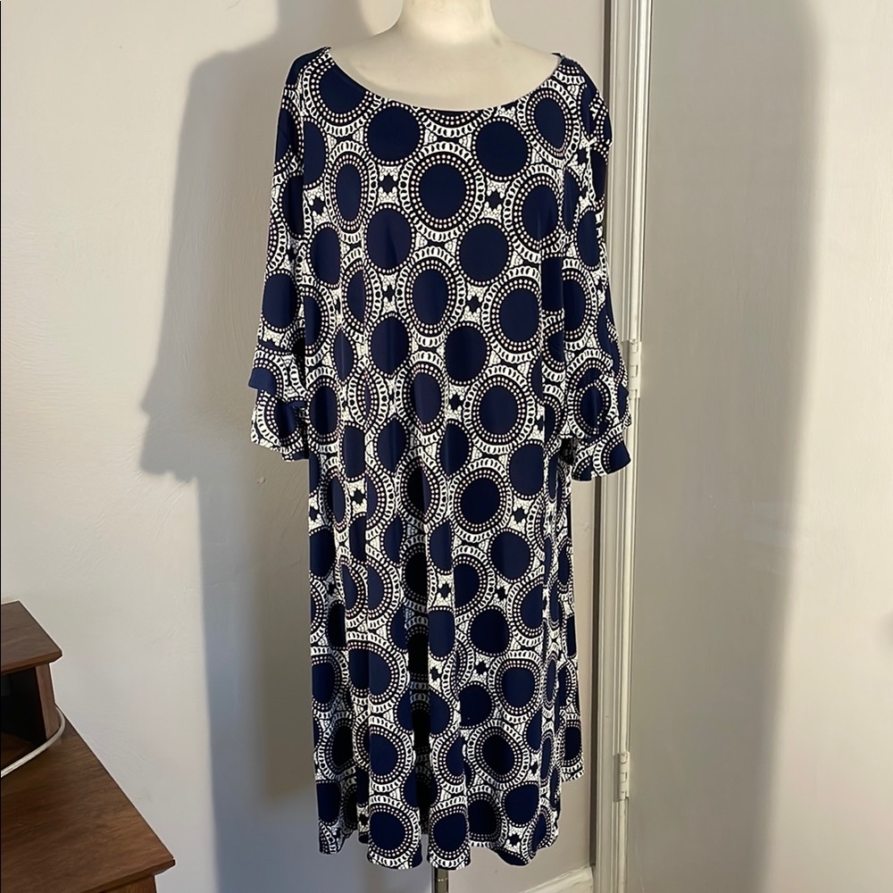 Ronni Nicole Blue and White Dress
